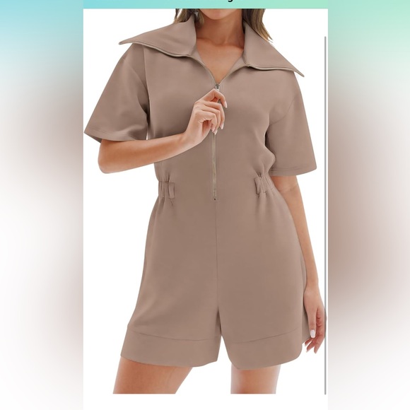 Casual Gray Zip-Up Romper - Picture 2 of 5